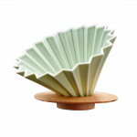 Cafetera Origami de cerámica + base de madera