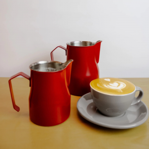 Pitcher Para Arte Latte Acero Roja