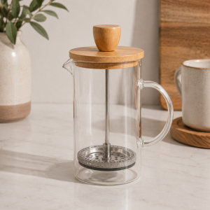 Cafetera Prensa Francesa Tapa De Madera